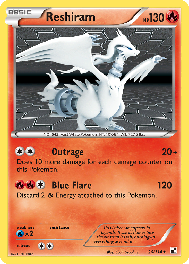 Reshiram – Black & White 26/114 Pokémon card
