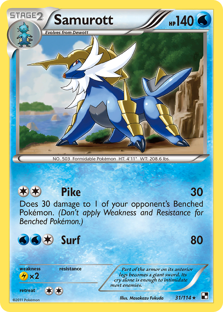 Samurott – Black & White 31/114 Pokémon card
