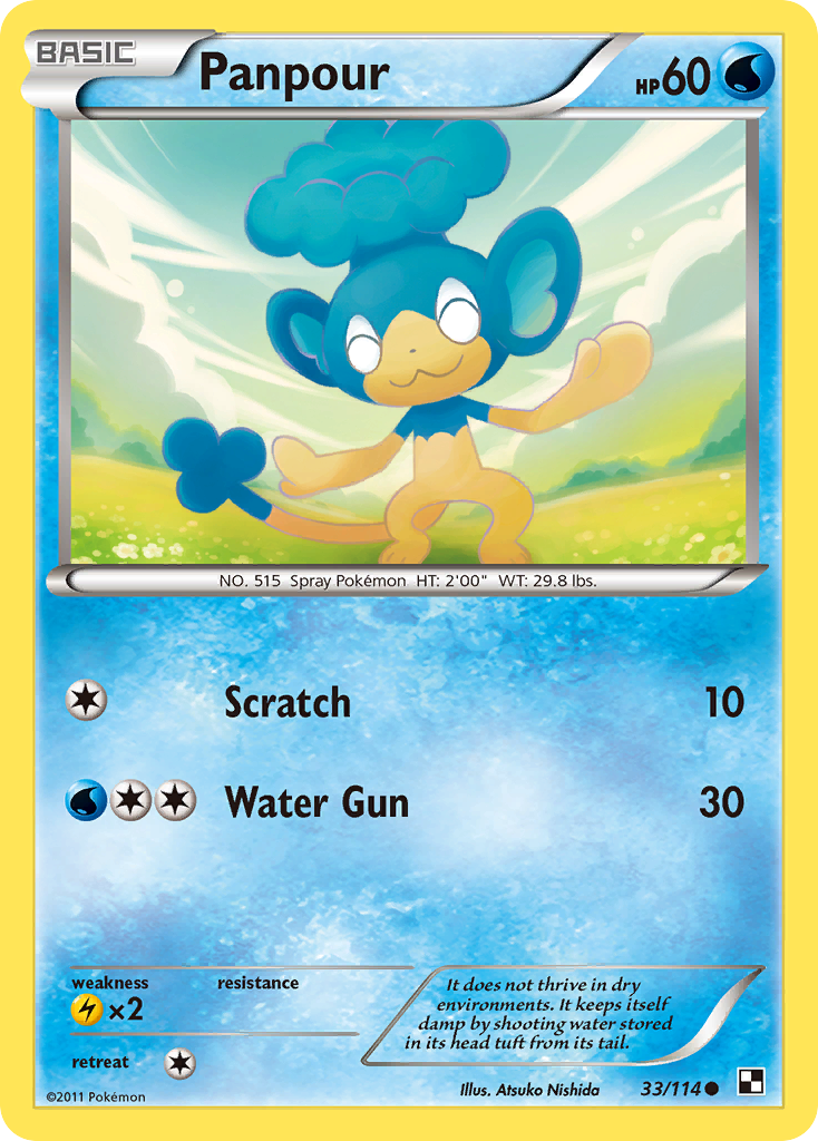 Panpour – Black & White 33/114 Pokémon card