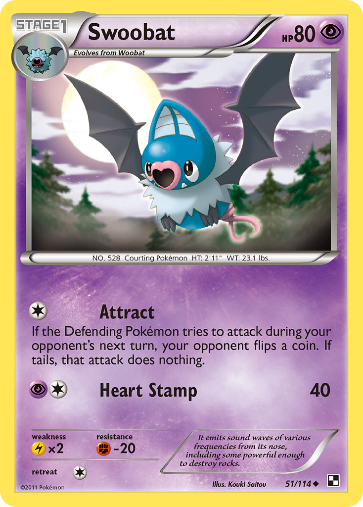 Swoobat – Black & White 51/114 Pokémon card