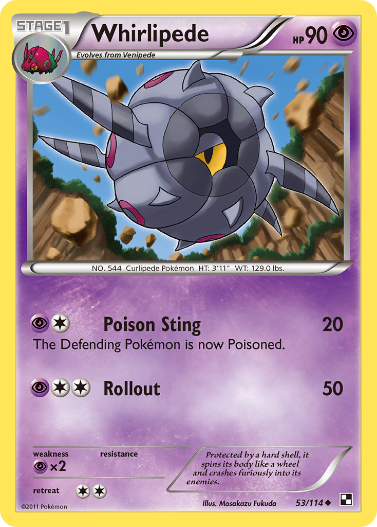 Whirlipede – Black & White 53/114 Pokémon card