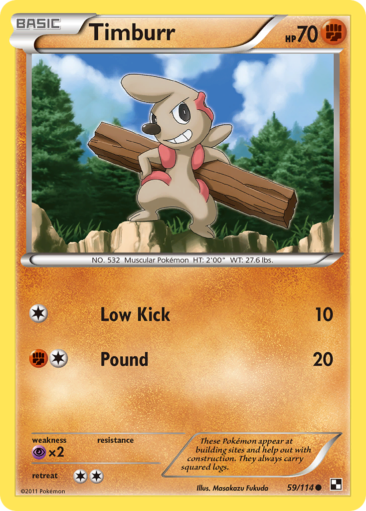 Timburr – Black & White 59/114 Pokémon card
