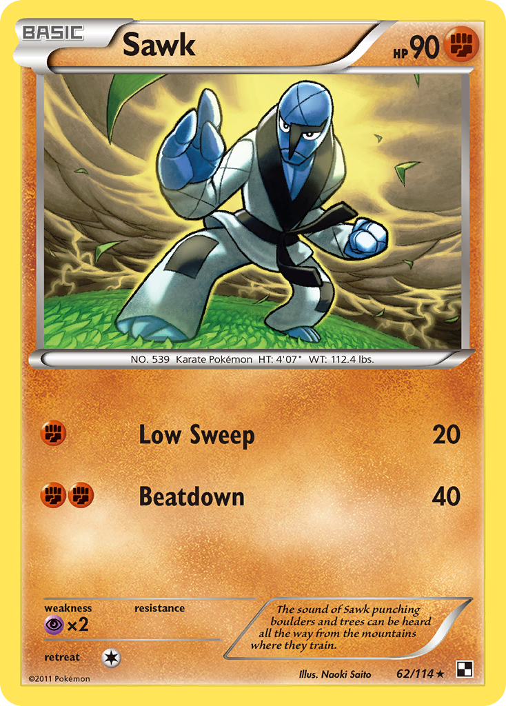 Sawk – Black & White 62/114 Pokémon card