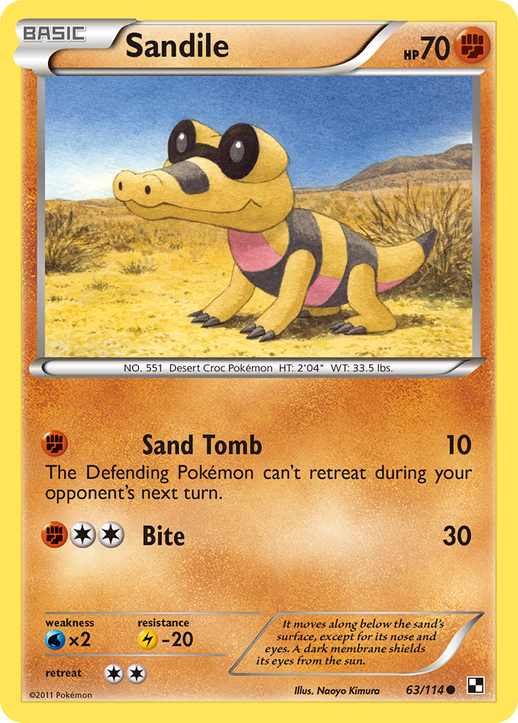 Sandile – Black & White 63/114 Pokémon card