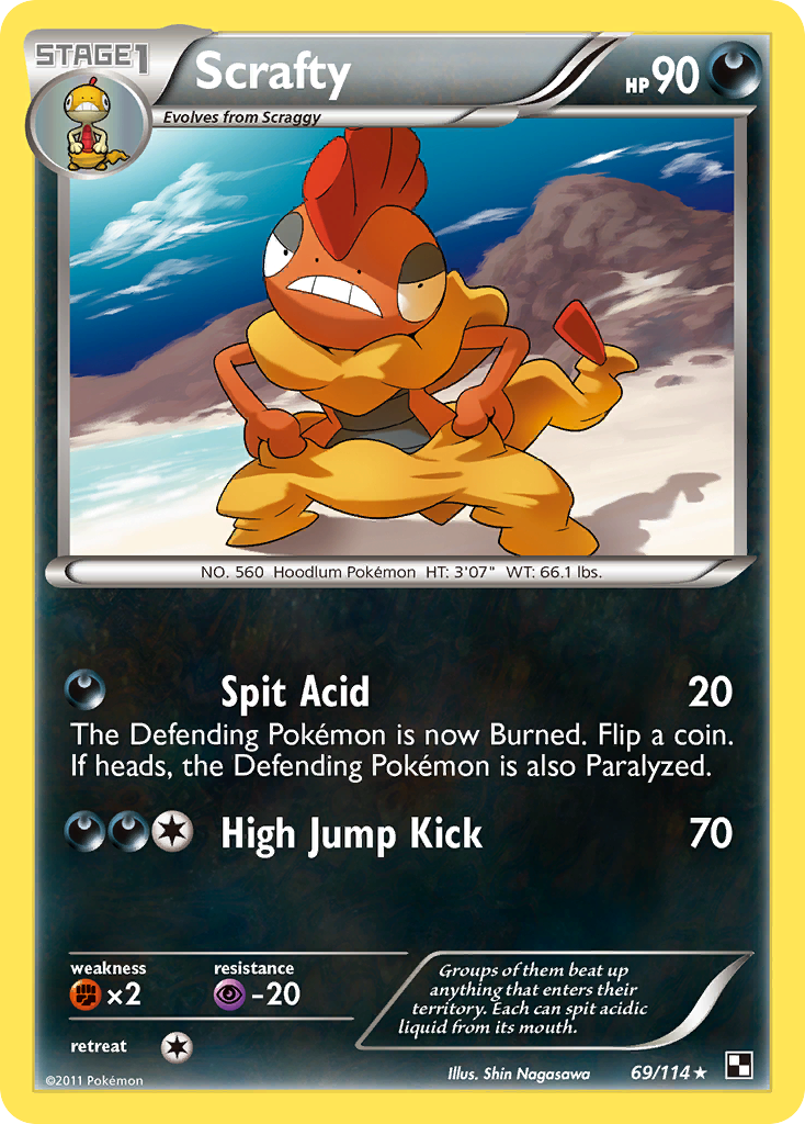 Scrafty – Black & White 69/114 Pokémon card