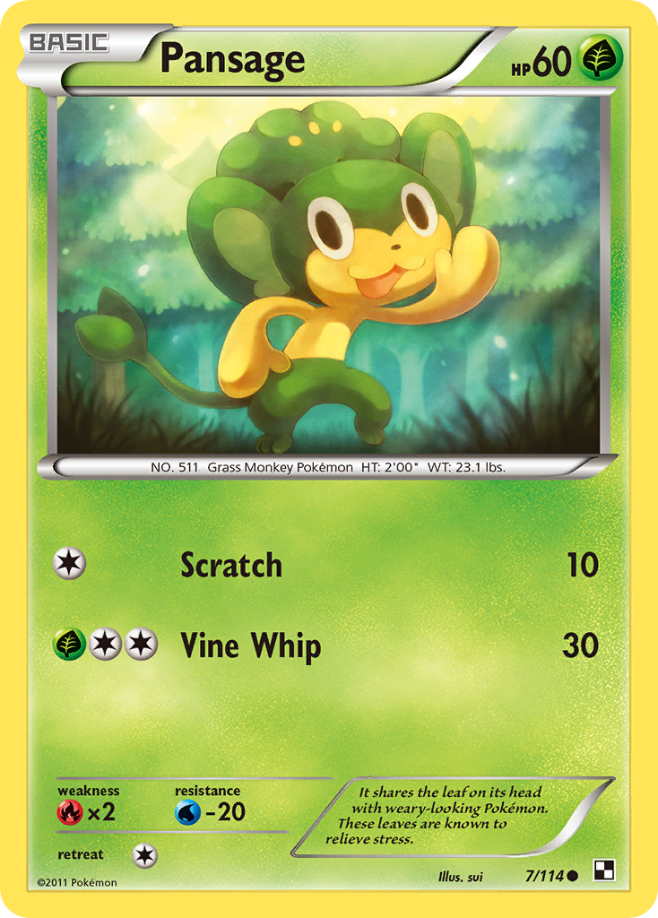 Pansage – Black & White 7/114 Pokémon card