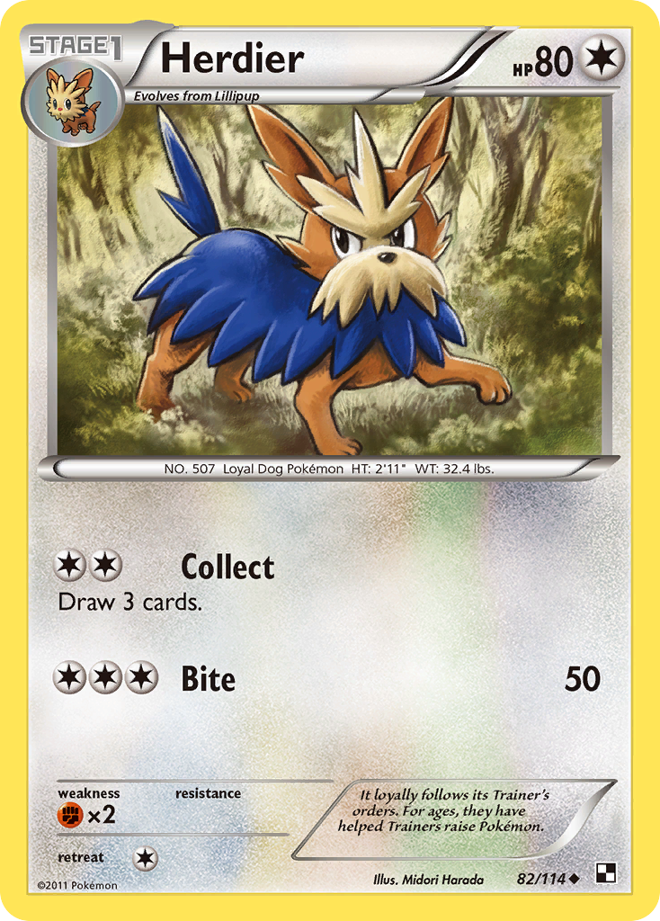 Herdier – Black & White 82/114 Pokémon card