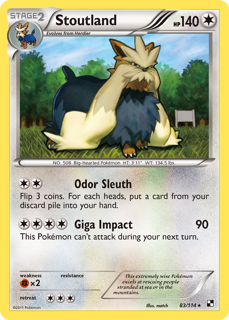 Stoutland – Black & White 83/114 Pokémon card