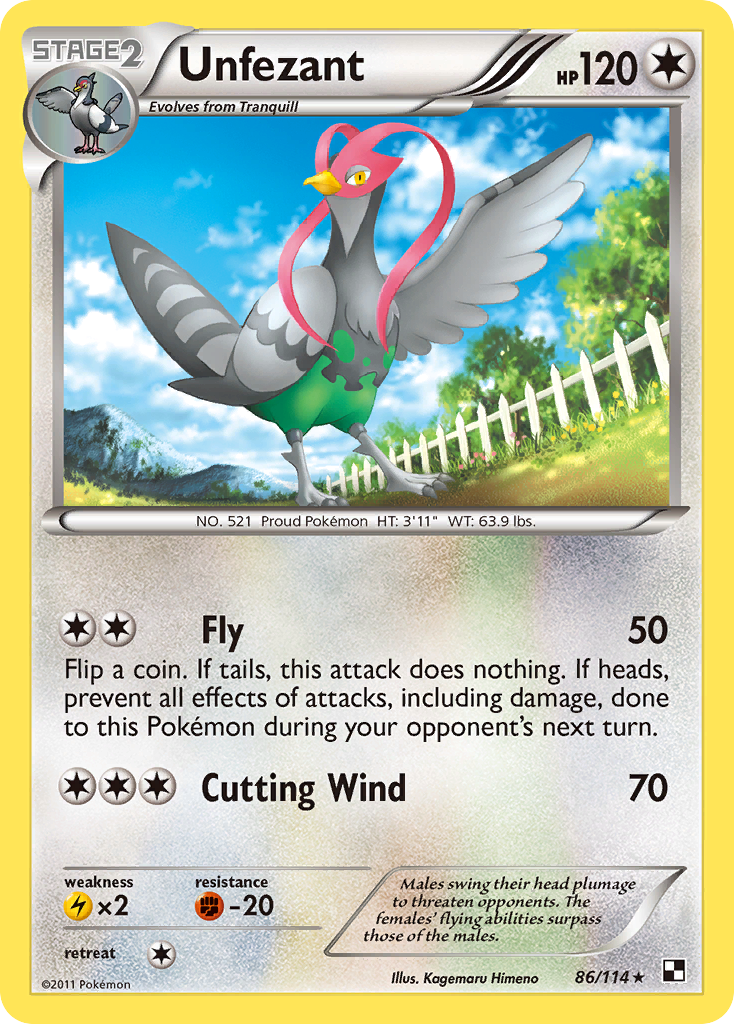 Unfezant – Black & White 86/114 Pokémon card