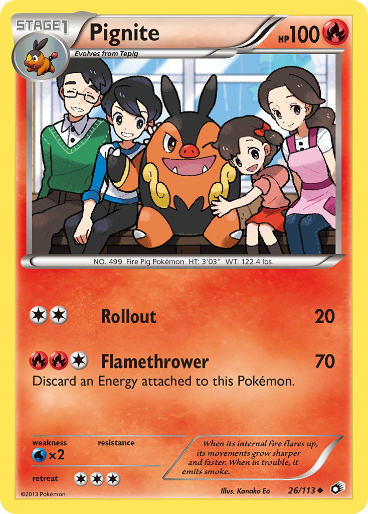 Pignite – Legendary Treasures 26/113 Pokémon card