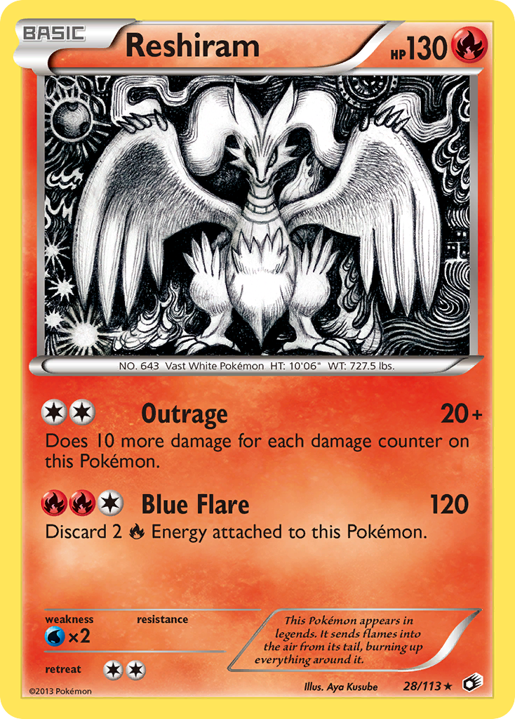 Reshiram – Legendary Treasures 28/113 Pokémon card