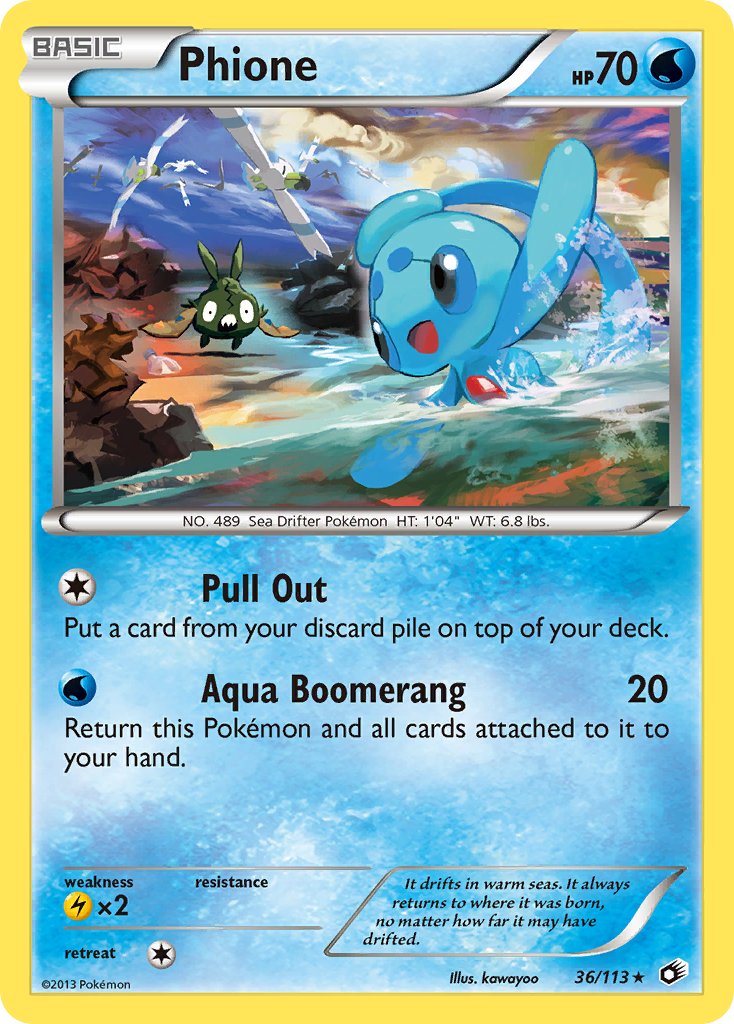 Phione – Legendary Treasures 36/113 Pokémon card