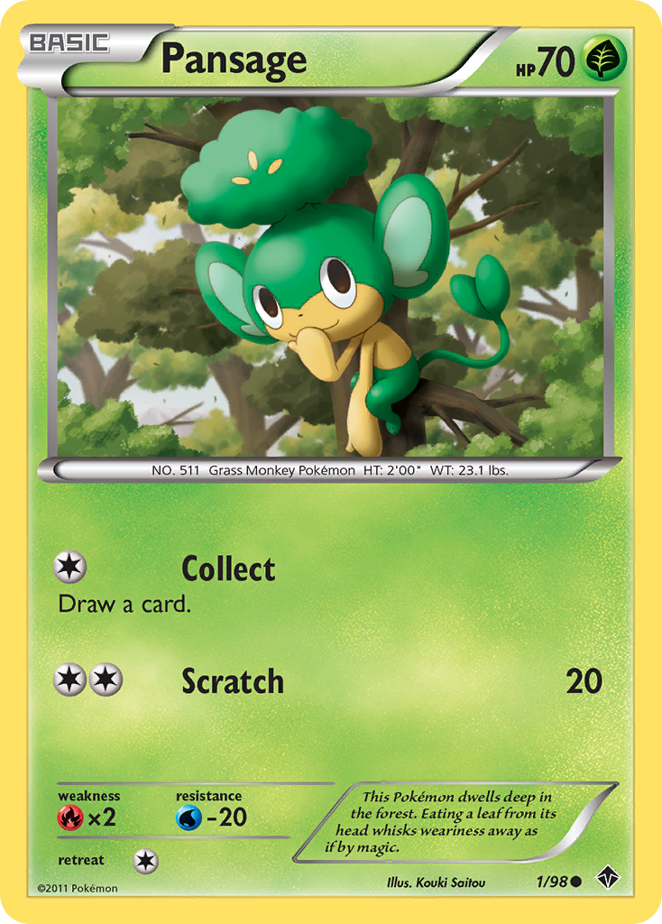 Pansage – Emerging Powers 1/98 Pokémon card