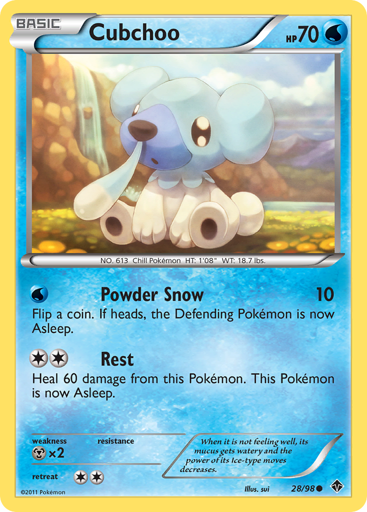Cubchoo – Emerging Powers 28/98 Pokémon card