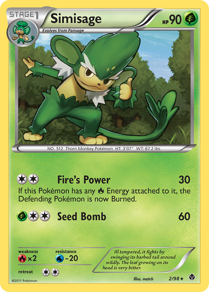 Simisage – Emerging Powers 2/98 Pokémon card