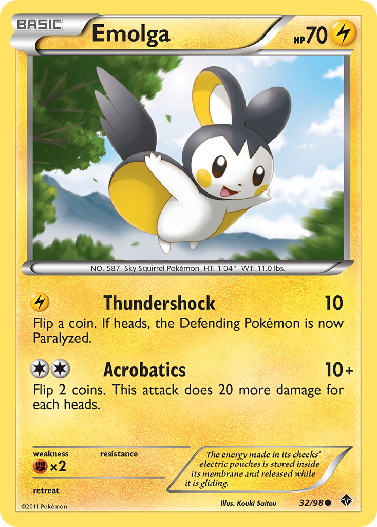 Emolga – Emerging Powers 32/98 Pokémon card