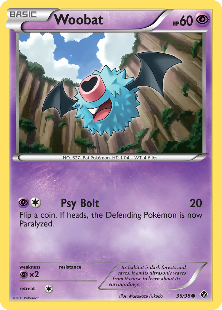 Woobat – Emerging Powers 36/98 Pokémon card