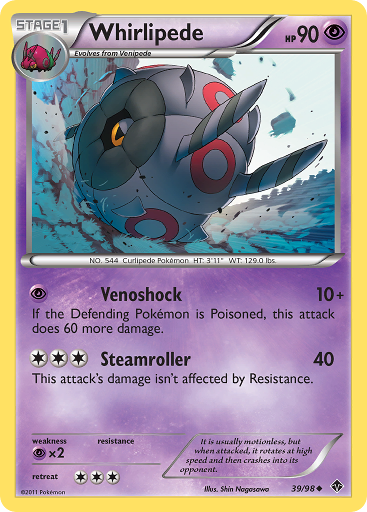 Whirlipede – Emerging Powers 39/98 Pokémon card