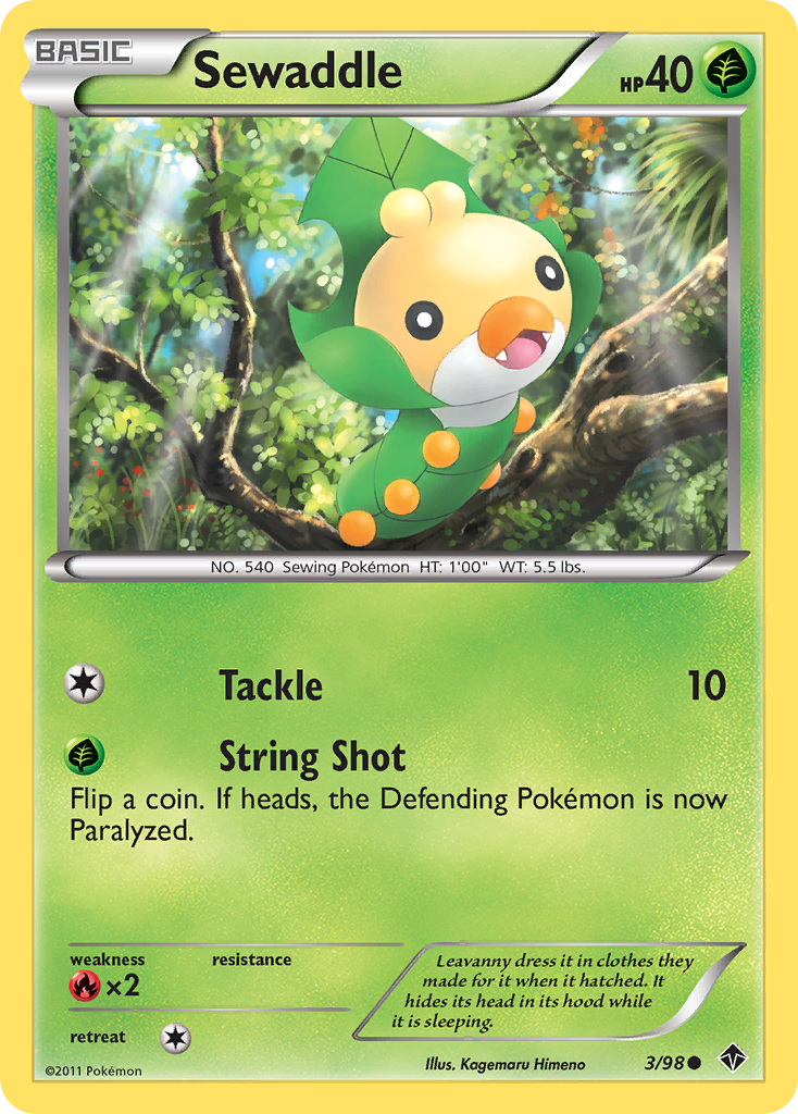 Sewaddle – Emerging Powers 3/98 Pokémon card