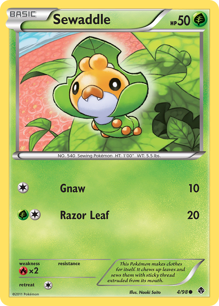 Sewaddle – Emerging Powers 4/98 Pokémon card