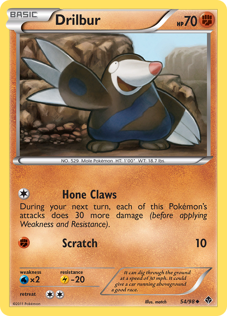 Drilbur – Emerging Powers 54/98 Pokémon card