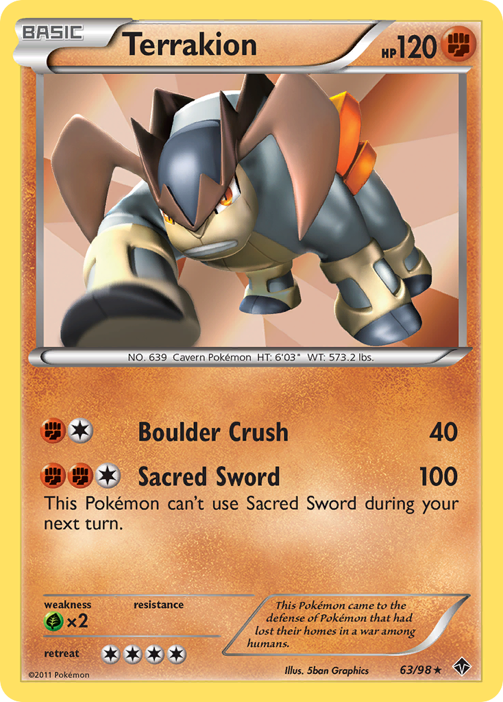 Terrakion – Emerging Powers 63/98 Pokémon card
