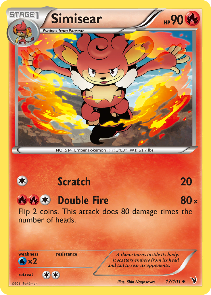 Simisear – Noble Victories 17/101 Pokémon card