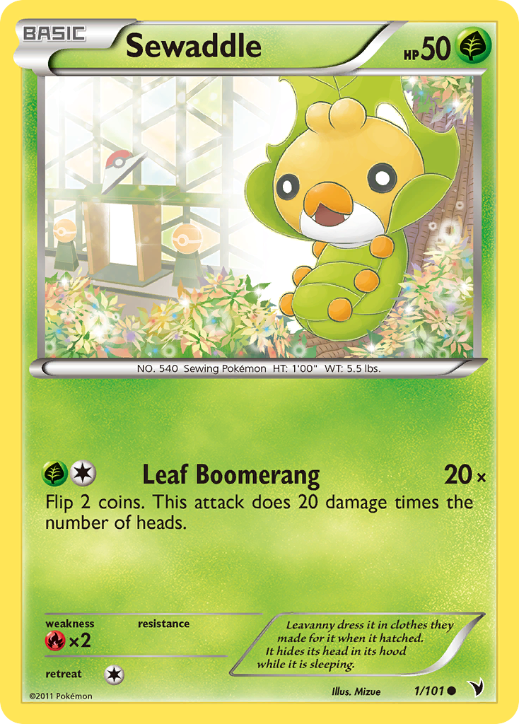 Sewaddle – Noble Victories 1/101 Pokémon card