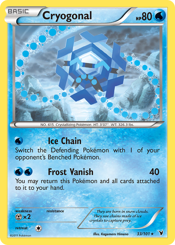 Cryogonal – Noble Victories 33/101 Pokémon card