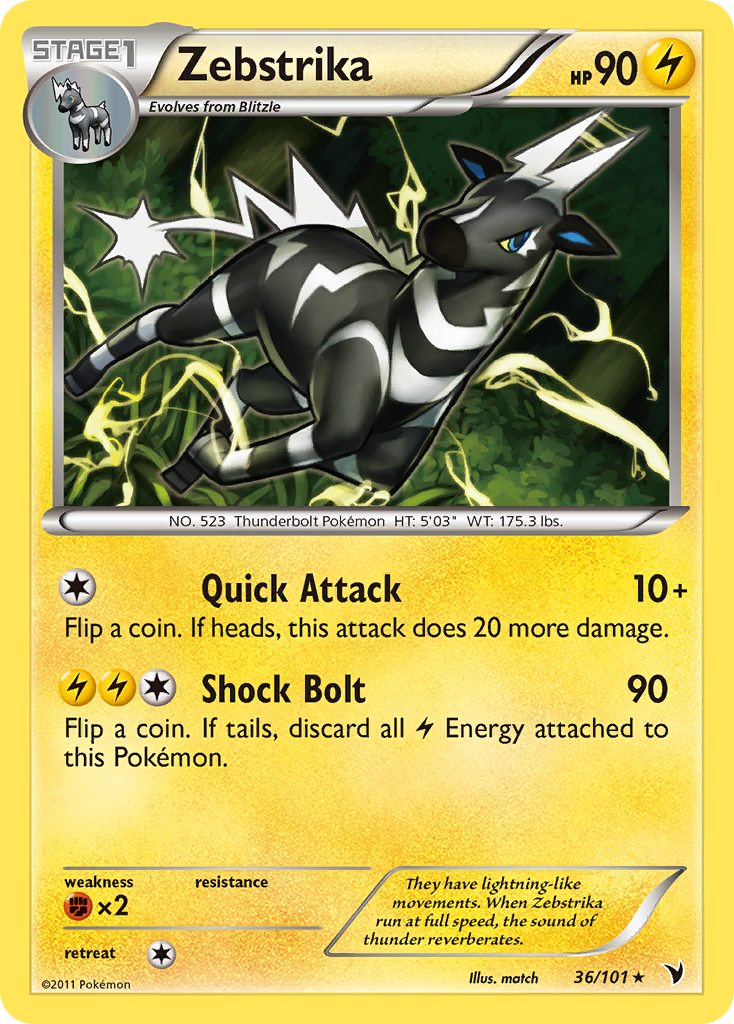 Zebstrika – Noble Victories 36/101 Pokémon card
