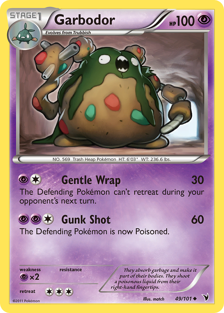 Garbodor – Noble Victories 49/101 Pokémon card