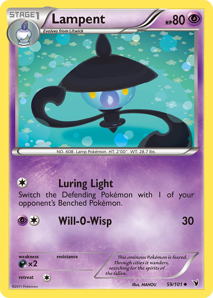 Lampent – Noble Victories 59/101 Pokémon card