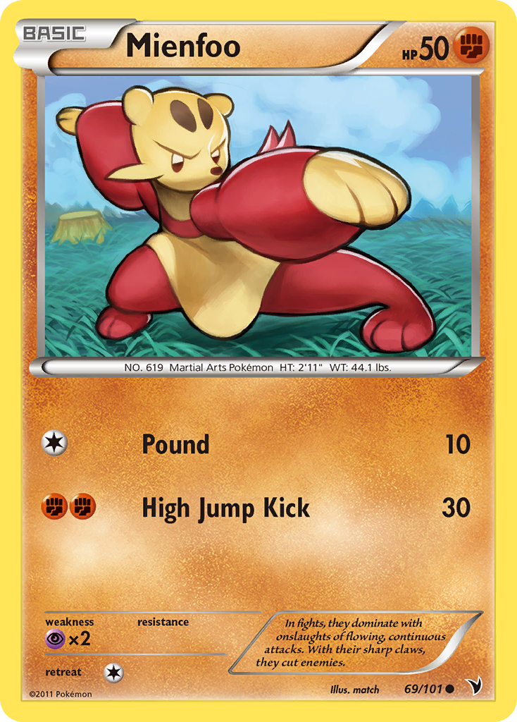 Mienfoo – Noble Victories 69/101 Pokémon card