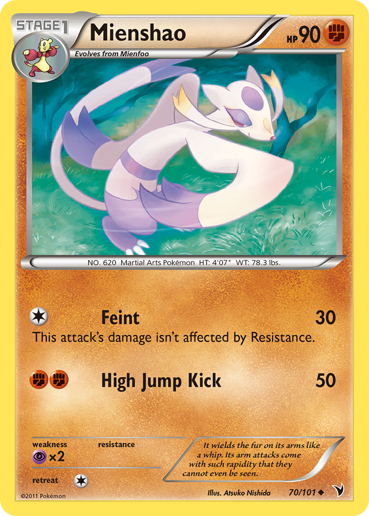 Mienshao – Noble Victories 70/101 Pokémon card