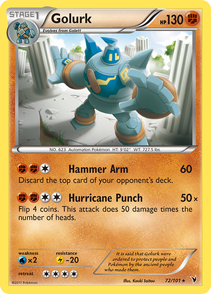 Golurk – Noble Victories 72/101 Pokémon card