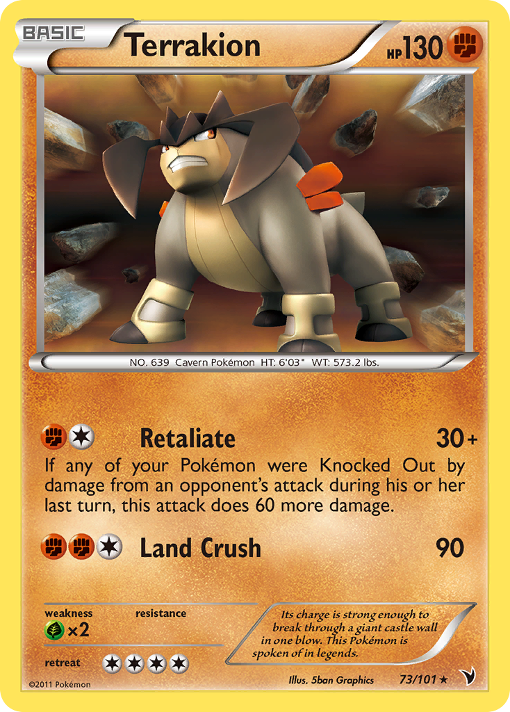 Terrakion – Noble Victories 73/101 Pokémon card