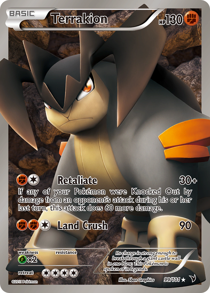 Terrakion – Noble Victories 99/101 Pokémon card