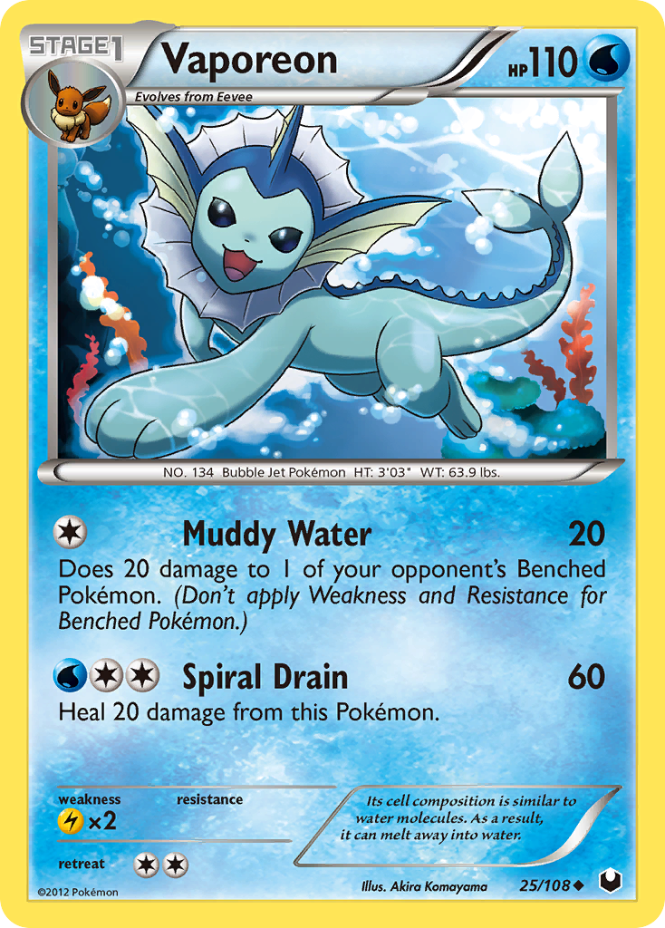Vaporeon – Dark Explorers 25/108 Pokémon card