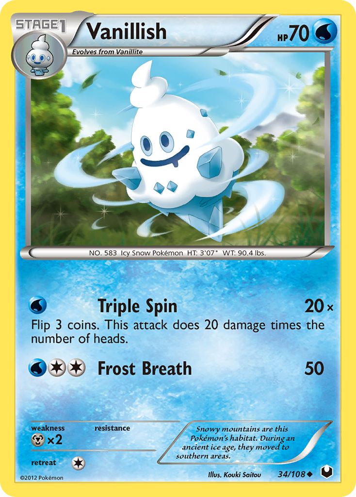 Vanillish – Dark Explorers 34/108 Pokémon card