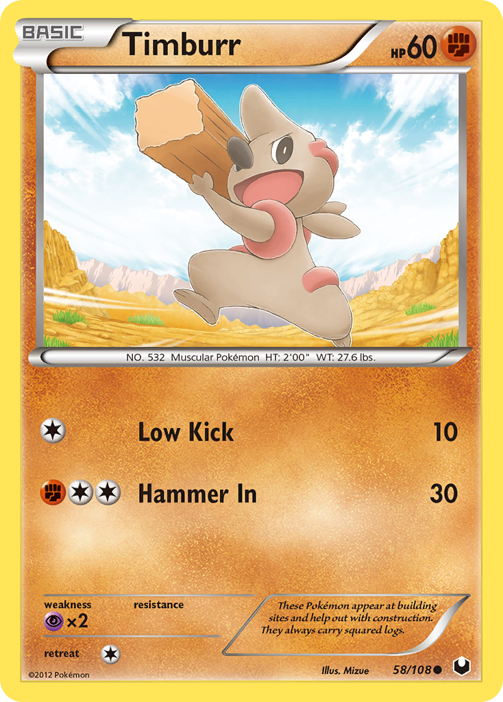 Timburr – Dark Explorers 58/108 Pokémon card