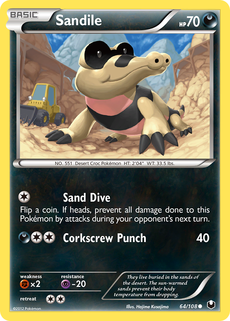 Sandile – Dark Explorers 64/108 Pokémon card