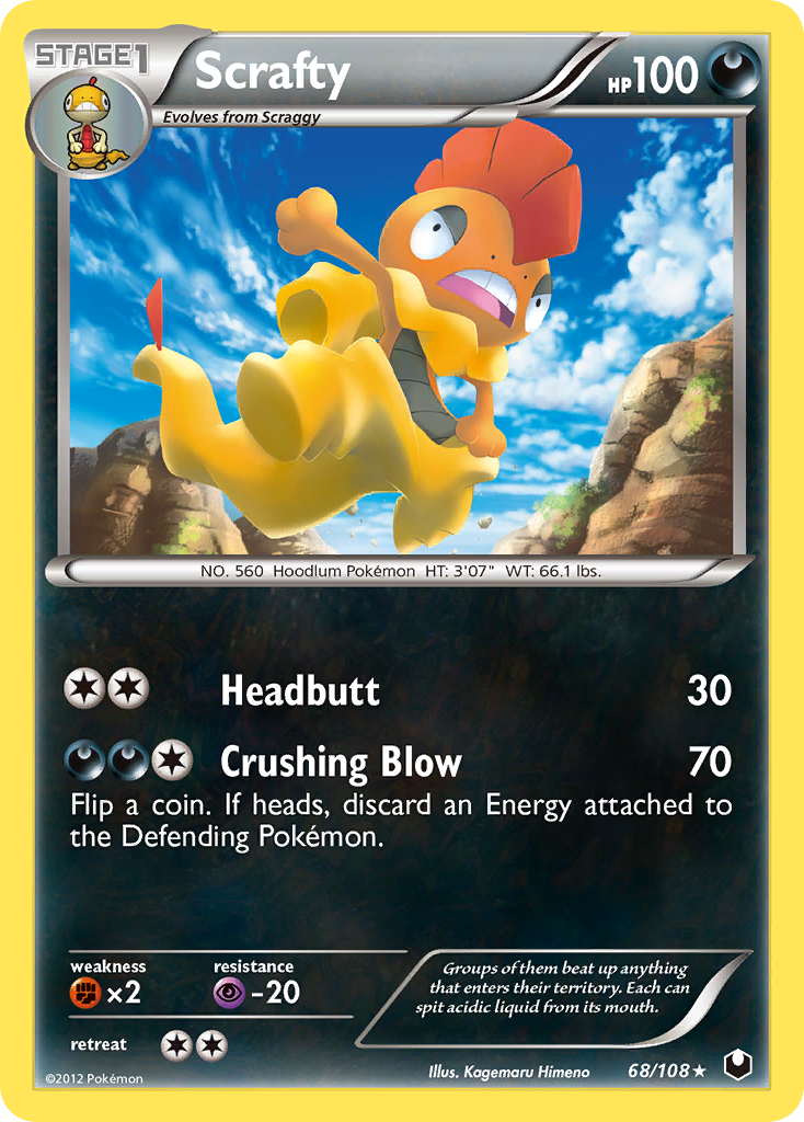 Scrafty – Dark Explorers 68/108 Pokémon card