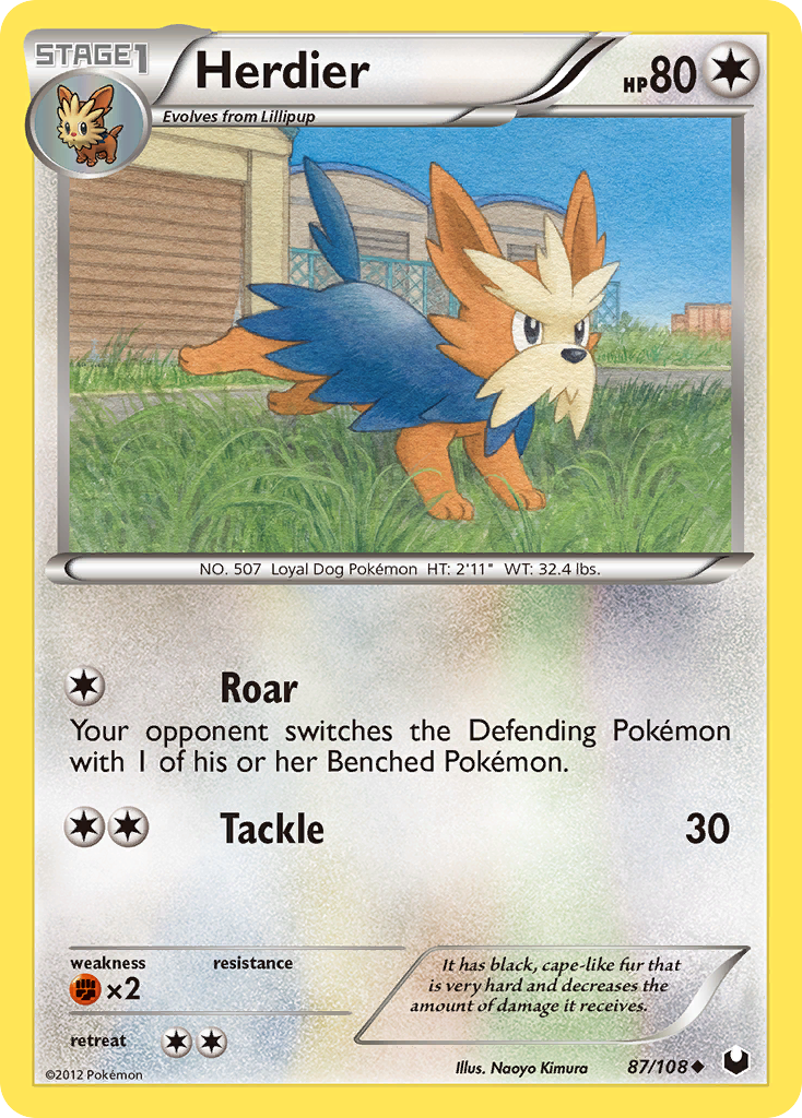 Herdier – Dark Explorers 87/108 Pokémon card