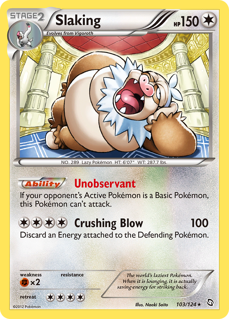 Slaking – Dragons Exalted 103/124 Pokémon card