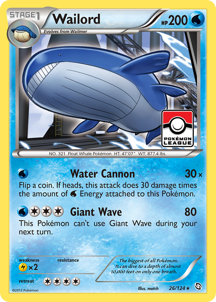 Wailord – Dragons Exalted 26/124 Pokémon card