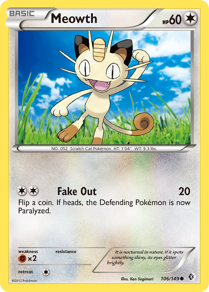 Meowth – Boundaries Crossed 106/149 Pokémon card