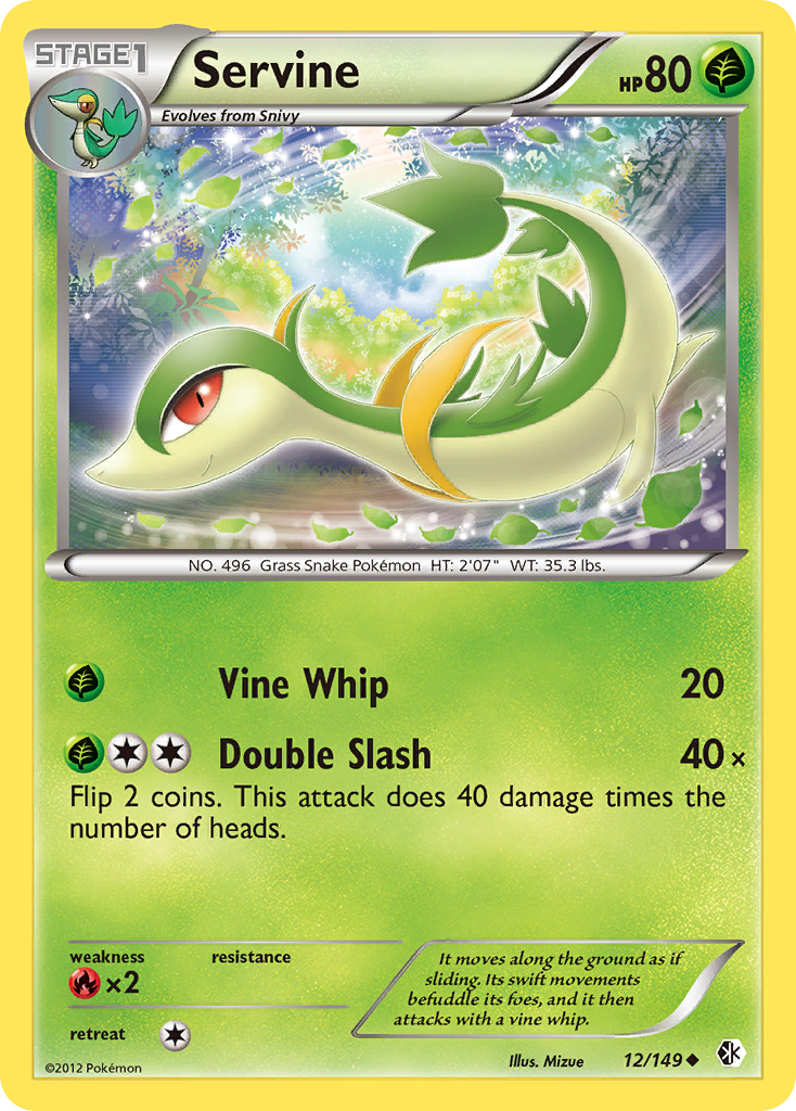 Servine – Boundaries Crossed 12/149 Pokémon card
