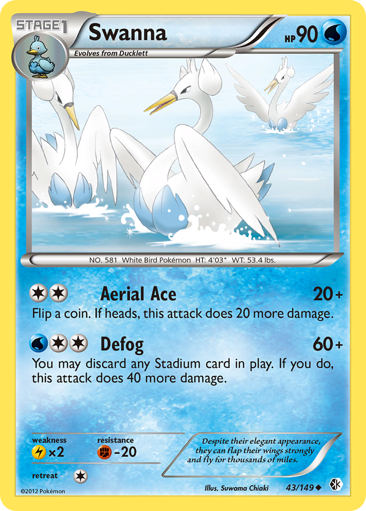 Swanna – Boundaries Crossed 43/149 Pokémon card