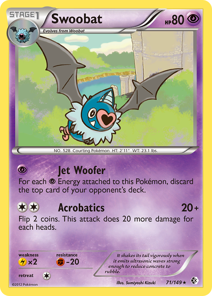 Swoobat – Boundaries Crossed 71/149 Pokémon card