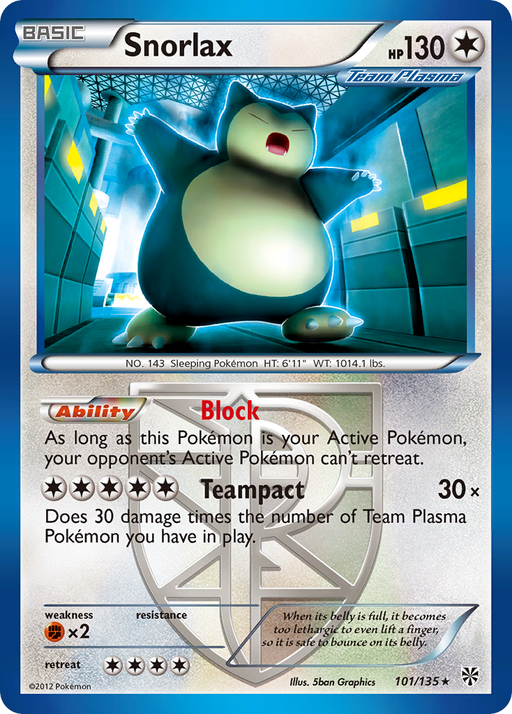Snorlax – Plasma Storm 101/135 Pokémon card